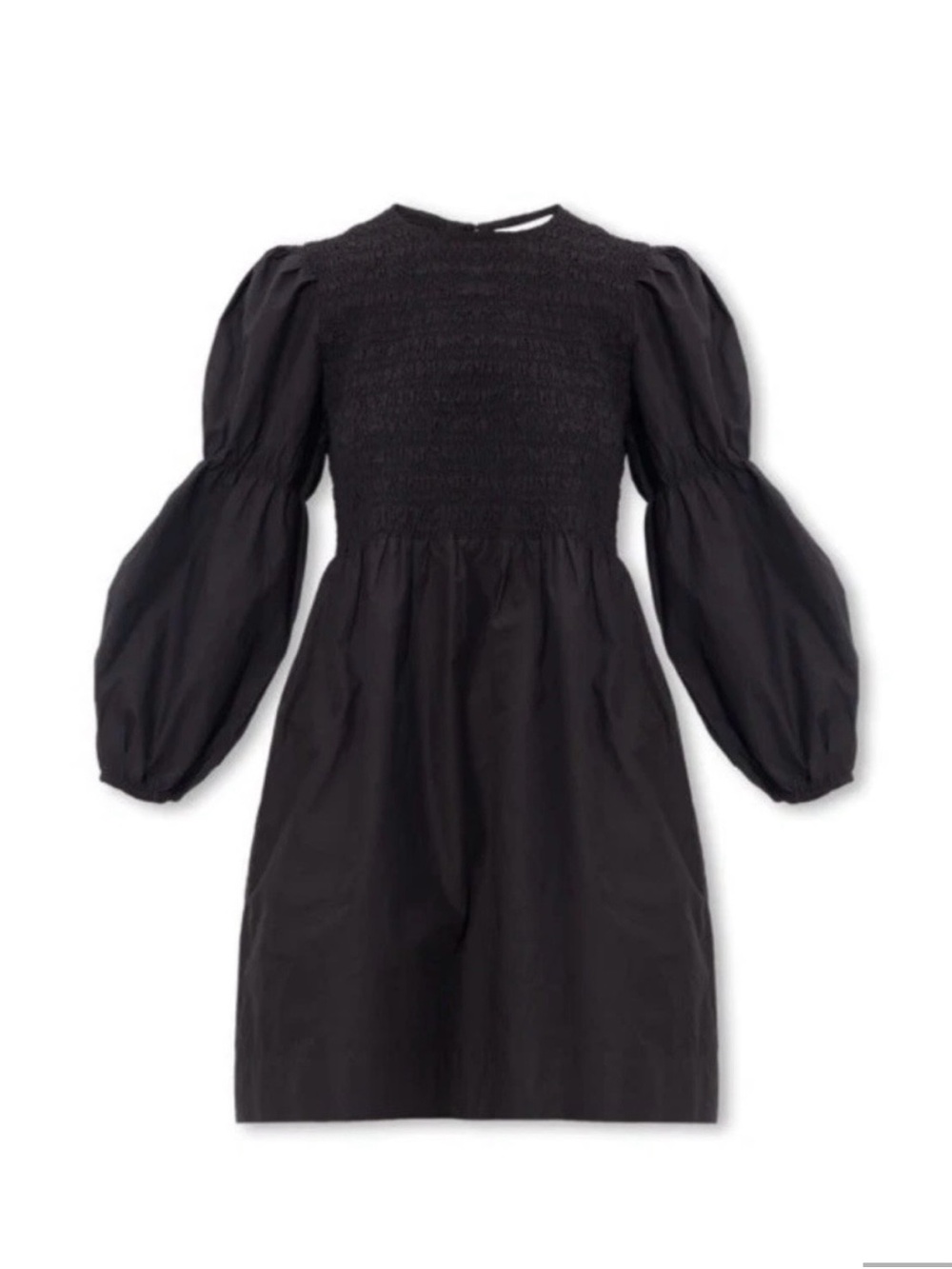 Ganni Black Cotton Poplin Mini Smock Dress